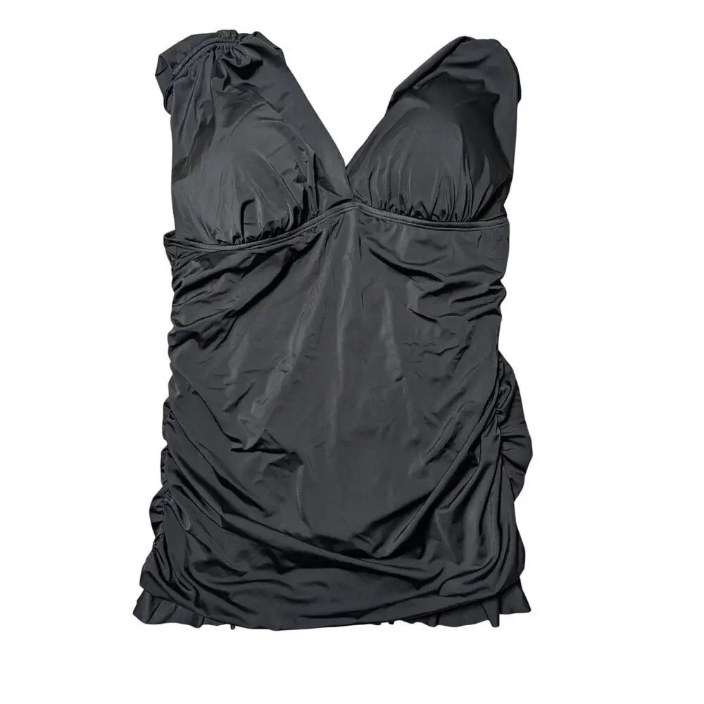 SWIMSUITS FOR ALL Women's Swim suit, size 24, Full coverage skirt; Black